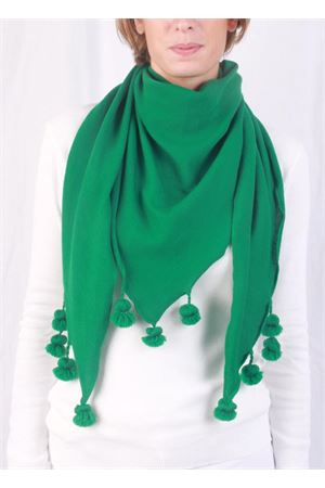 Kefiah  in lana artigianale con pon pon Art Tricot | WOOL KEFIAHVERDE